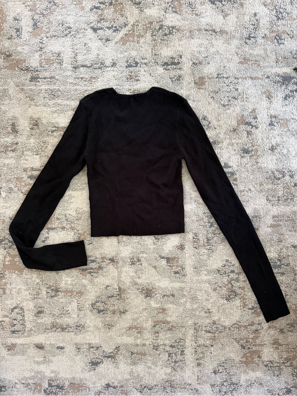 Garage Black Ribbed Button-Front Cardigan - Picture 5 of 5